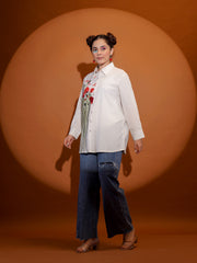 Thread Embroidery Cotton Blend Shirt