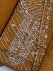 Neck Embroidered Cotton Blend Unstitched Suit With Dupatta