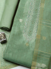 Embroidered Cotton Blend Unstitched Suit With Pant & Dupatta