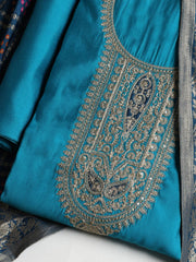 Embroidered Chanderi Unstitched Suit With Dupatta