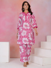 Printed Cotton Blend Kurta With Pants