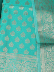 Woven Design Chanderi Unstitched Suit With Pant & Dupatta