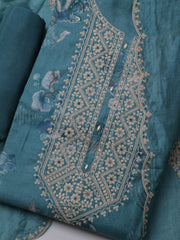 Neck Embroidered Chanderi Unstitched Suit With Dupatta
