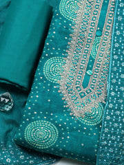 Embroidered Cotton Unstitched Suit With Pant & Dupatta