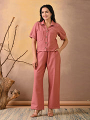 Plain Cotton Blend Shirt With Pant