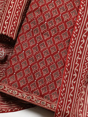 Printed Cotton Unstitched Suit With Pant & Dupatta