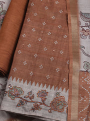 Embroidered Tussar Unstitched Suit With Dupatta