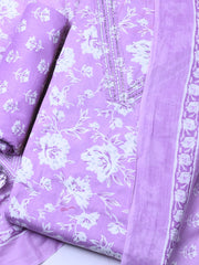 Embroidered Cotton Blend Unstitched Suit With Pant & Dupatta