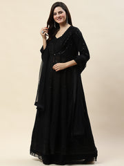 Resham Jaal Embroidery Georgette Choli Jacket With Lehenga & Dupatta