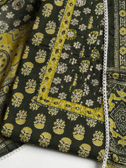 Printed Cotton Blend Unstitched Suit With Dupatta
