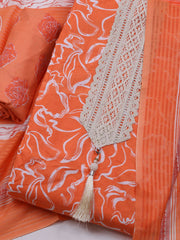 Printed Cotton Blend Unstitched Suit With Dupatta
