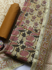 Printed Cotton Blend Ustitched Suit With Pant & Dupatta