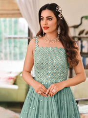 Embroidered Georgette Semi Stitched Suit