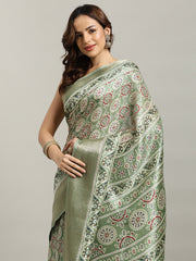 Ajrak Printed Dola Cotton Woven Saree