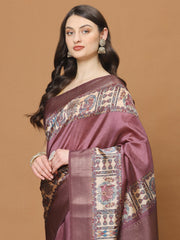 Digital Printed Satin Woven Saree