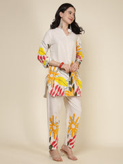 Printed Cotton Blend Kurta With Pants