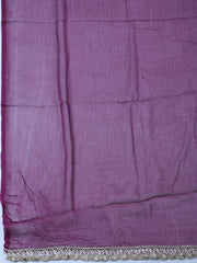 Woven Design Chanderi Wine Unstitched Suit With Pant & Dupatta