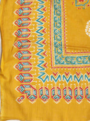 Printed Cotton Blend Unstitched Suit With Dupatta
