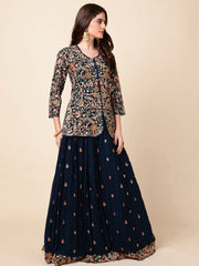 All Over Embroidered Georgette Choli With Lehenga & Dupatta