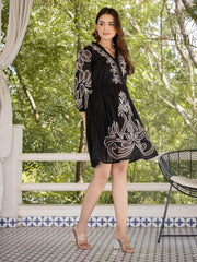 Resham Embroidered Cotton Blend Dress