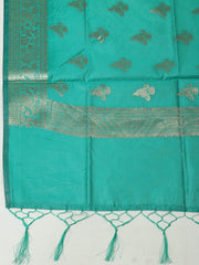 Woven Design Chanderi Unstitched Suit With Pant & Dupatta