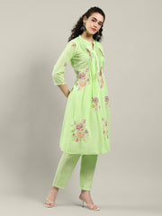 Printed Cotton Blend Kurta With Pants