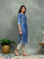 Printed Denim Kurta