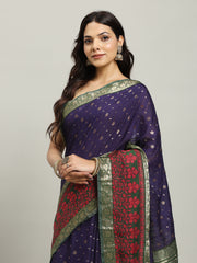 Digital Printed Cotton Blend Woven Saree