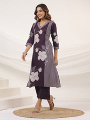 Printed Cotton Blend Kurta With Pants