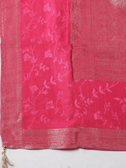 Embroidered Chanderi Unstitched Kurta With Pant & Dupatta