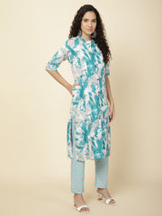 Abstract Printed Cotton Kurta With Pants