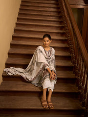 Neck Embroidery Muslin Kurta With Pants & Dupatta