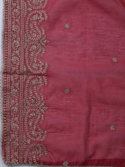 Neck Embroidered Chanderi Unstitched Suit With Dupatta