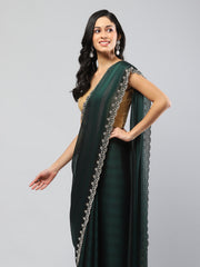 Swarovski Border Art-Chiffon Plain Saree