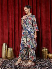Printed Cotton Blend Kurta With Pants