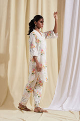 Floral Schiffli Work Cotton Kurta With Pants
