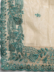 Neck Embroidered Organza Unstitched Suit With Dupatta