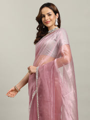Sequence Embroidery Tissue Saree