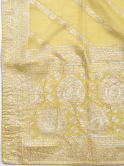 Neck Embroidered Tissue Unstitched Suit Piece With Dupatta