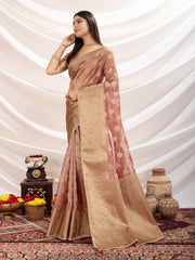 Zari Border Booti Woven Art Silk Saree