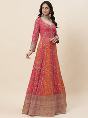 Sequin Embroidered Georgette Kurta With Pants & Dupatta - meena bazaar