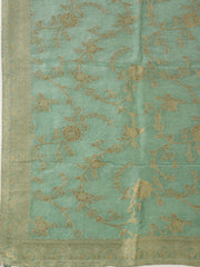 Embroidered Chanderi Unstitched Suit With Pant & Dupatta