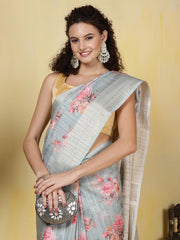 Digital Printed Tussar Saree