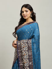 Digital Printed Cotton Blend Woven Saree