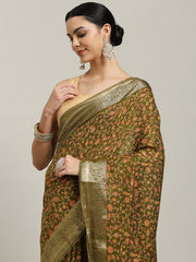 Digital Printed Cotton Blend Woven Saree