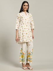 Printed Cotton Blend Kurta With Pants