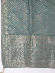 Embroidered Chanderi Pink Unstitched Suit With Pant & Dupatta