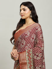 Digital Printed Cotton Blend Woven Saree