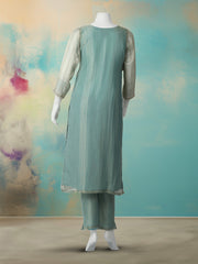 CutDana Embroidered Tissue Stitched Kurta With Pant & Dupatta