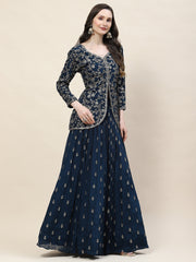 Sequin Zari Embroidered Georgette Choli With Lehenga & Dupatta